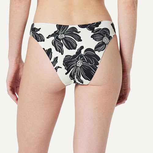 Amazon Essentials Women's High-Rise High-Leg Swim Bikini Bottom, Cream Black Floral, X-Small - image 2