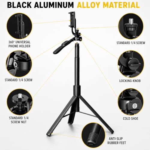Image of Selfie Stick Tripod 67cm with Bluetooth Remote & Fill Light (6 feet)