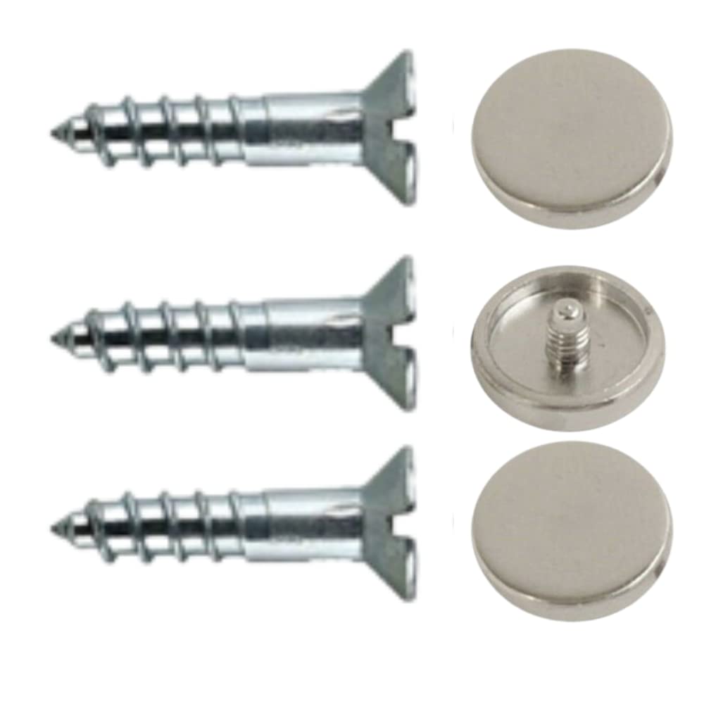 19mm Mirror Fixing Screws with 13mm Chrome Flat Caps Decorative Mirror Mounting Screws Pack of 8