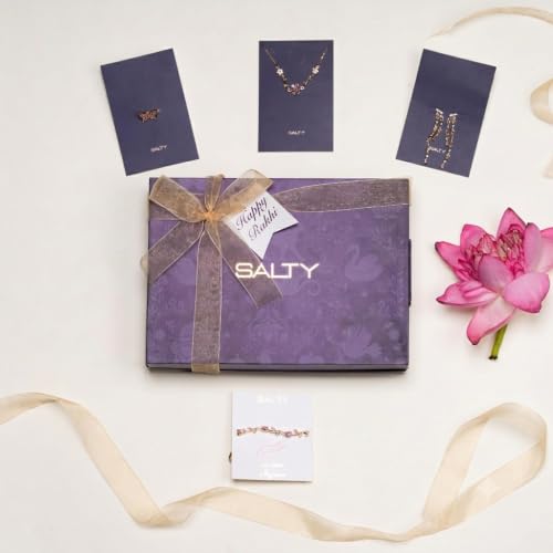 Image of SALTY Raksha Bandhan Jewelry Gift Box for Sister, Brother, Bhaiya & Bhabhi | Stylish Rakhi Gift Hamper | Festive Gift for Siblings | Elegant Luxury Gift Box