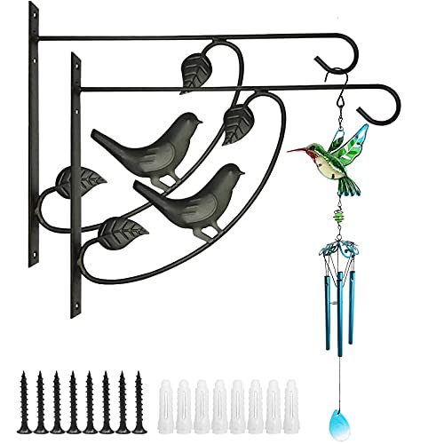 Fugeruisi 2 ganci in metallo da giardino per appendere piante, lanterne e luci, con campane a vento