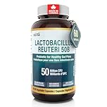 Herba Lactobacillus Reuteri 50B CFU – 60 DR Capsules | Potent L Reuteri Probiotic for Gut Flora & Intestinal Health | With Prebiotic FOS | Shelf Stable | Made in Canada