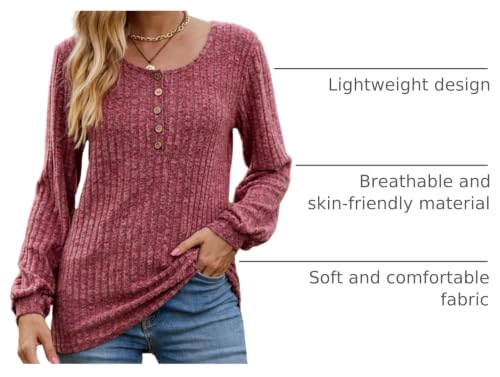 Image of DB MOON Womens Lightweight Sweaters 2026 Long Sleeve Henley Shirt Fall Casual Crewneck Tunic Tops