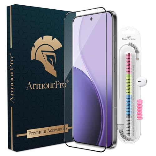 Image of ArmourPro Military Grade Gorilla Tempered Glass Screen Protector Compatible for Oppo Reno 14 Pro with Edge-To-Edge Protector Coverage, Cable Protector and Easy Installation kit (6.83 Inch)