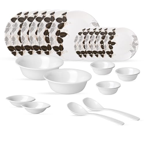 Image of Golden Fish Melamine 24 Pieces Dinner Set - Durable, Stylish, BPA-Free Tableware, Crockery Set for Dining & Gifting | Plates & Bowls (Floral-2)