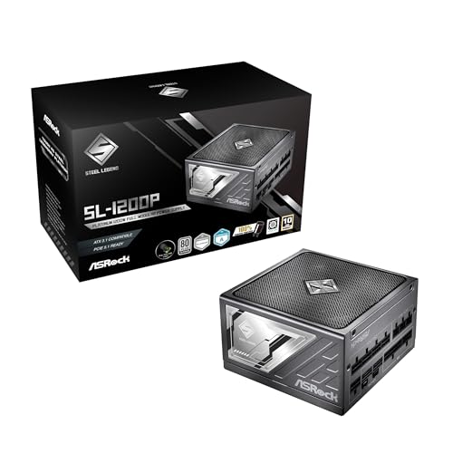 ASRock Steel Legend ������GPU�Ή�PC�d�����j�b�g1200W PCIe5.1�Ή� 80PLUS Platinum ATX 3.1�t�����W�����[ 12V-2x6 �P�[�u���t��SL-1200P