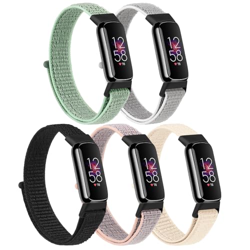 Vancle 6 Stück für Fitbit Luxe Armband Nylon Sport Armband mit Klettverschluss 6er Pack Atmungsaktiv Weiches Ersatzarmband für Fitbit Luxe Damen Herren