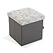 Versa Cozy Taburete Plegable. Puff Tipo Baúl con Almacenaje, Medidas (Al x L x An) 37,5 x 38 x 38 cm, Lino, Color Gris y Blanco