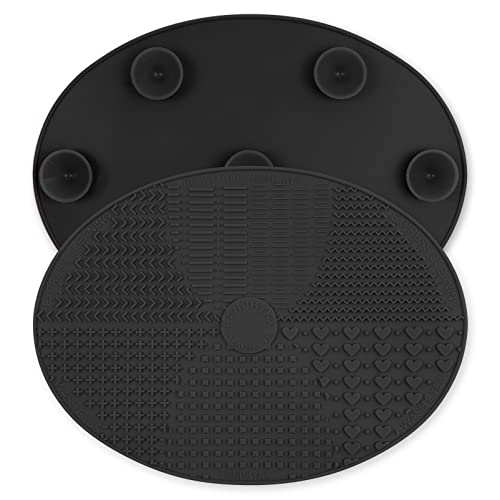 Make-up borstel reiniger mat siliconen borstel reinigingsmat groot formaat make-up borstel schoon pad met zuignap voor make-up borstel reiniging (zwart)