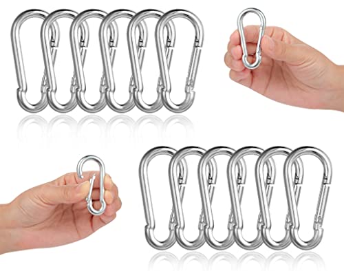 12 Stück Karabinerhaken, Karabiner belastbar bis 180kg,φ6x60mm,verzinkt, belastbar Karabinerhaken Schlüsselanhänger,Karabiner mit Federhaken,für Rucksack, Hundeleine, Camping, Reisen, Wandern etc