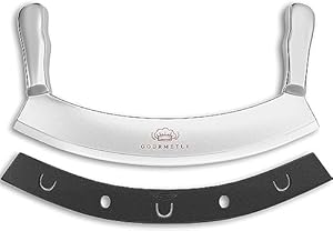 Gourmetly Mezzaluna Pizzaschneider Wiegemesser Edelstahl