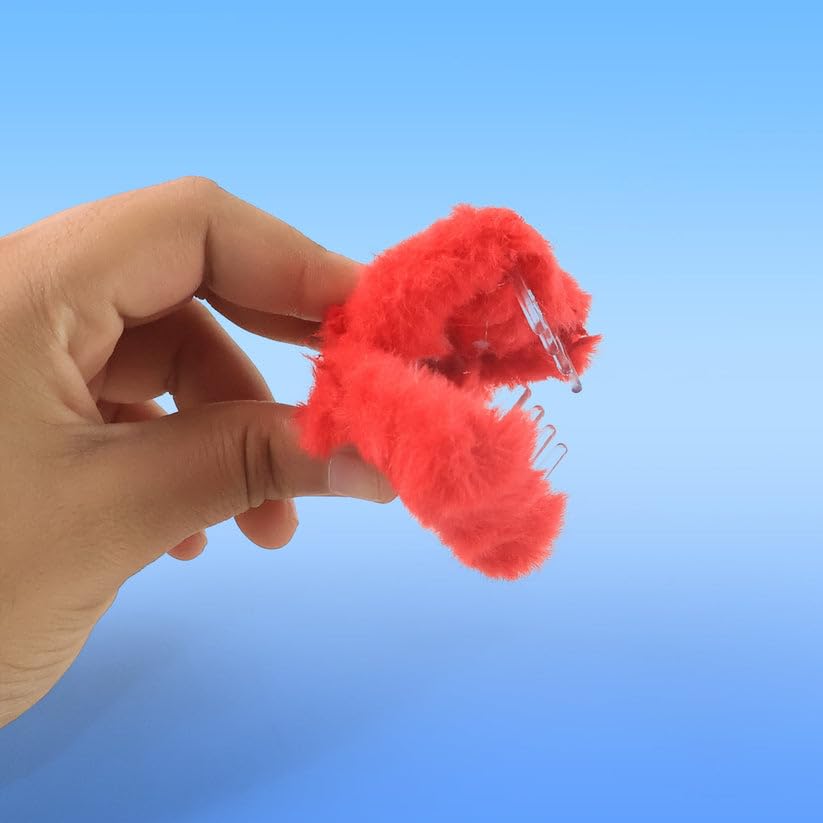 Image of Small Fluffy Hair Claw Clips for Women and Womens, Soft Plush Non Slip Hair Accessories, Strong Grip Mini Hair Clutcher Set, Assorted Colors, Pack of 12 Pieces