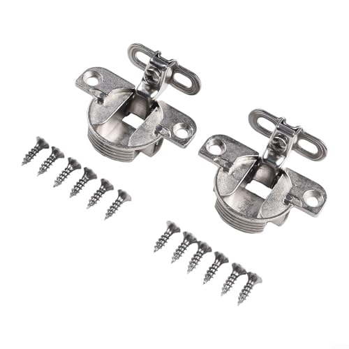 Paquete de 2 bisagras de gabinete de aleación de zinc de 97 grados, 35 mm de diámetro de copa ajustable, bisagra de montaje plano para armario de cocina y puertas de armario