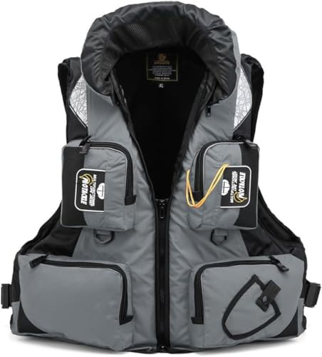 OGXN フィッシングベスト 釣りジャケット ライフジャケット フローティングベスト 救命胴衣 反射ベルト 浮き 多機能 笛付き 多ポケット 軽量 通気性よく 高い浮力材付き 仕掛け収納 ルアーケース収納 男女兼用 釣り用 (色は選択可能)