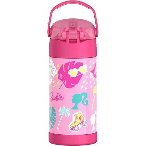 THERMOS FUNTAINER Water Bottle with Straw - 12 Ounce - Kids Stainless Steel Vacuum Insulated Water Bottle with Lid, Barbie