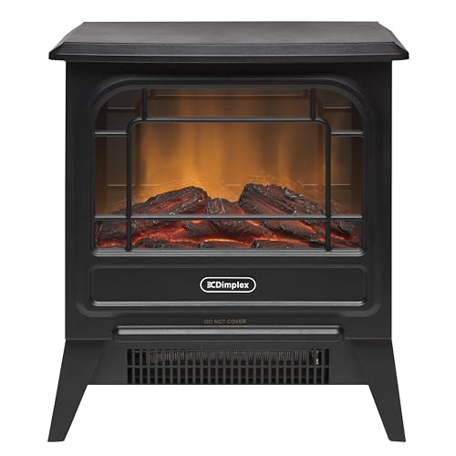 Dimplex MicroStove Optiflame Electric Stove, Compact, Portable Freestanding Fire with Log Fuel Bed, LED Flame Effect and 1.2kW Heater With 600/1200 Watt Heat Settings