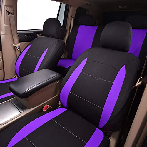 Flying Banner Car Seat Covers Front Seats Rear Bench Polyester Car Seat Protectors Easy Installations Rear Bench Split Classic Man Lady Truck (Full Set - Low Back, Black Purple)… #TOP4