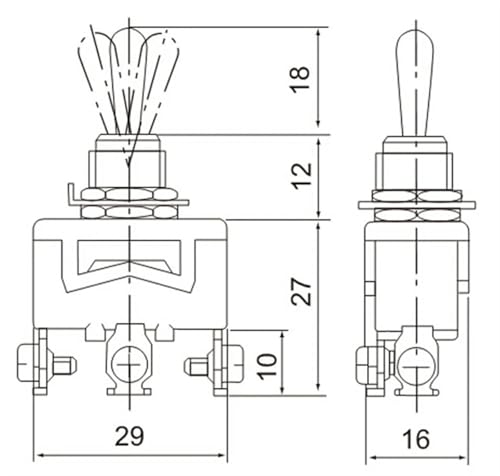 Interrupteur à bascule pour commande de moteur inverseur triphasé C513B