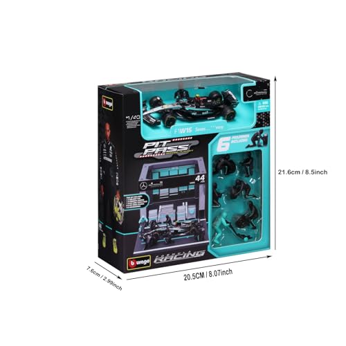 Modelo de coche de aleación 1:43 con figuras de equipo pit miniatura 5