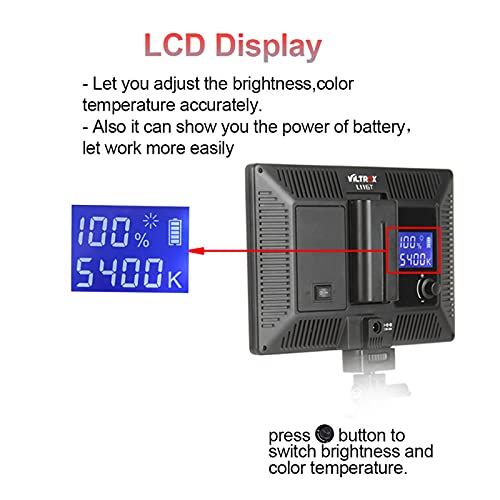 Viltrox L116T On-Camera 3300K-5600K Bi-Color Led Video Light With Lcd Display, Dimmable Brightness, Cri 95+ For Conference Podcast Live Broadcast Interview Vlog Lighting (No Batteries) #TOP2