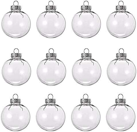 12 Pcs 3.15 Inch Clear Plastic Fillable Ornament Balls, Removable Top Clear Hanging Ornaments Ball, DIY Plastic Ornaments Round Balls, Perfect for Decoration On Christmas Trees, Wedding, Party