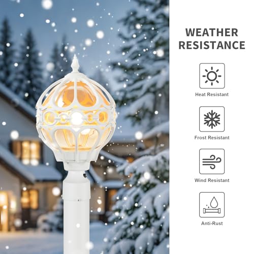 Dusk to Dawn Outdoor Post Light for Porch Yard Lawn Driveway, White Globe Aluminum Lamp Post Lights, Waterproof Outside Pier Mount Post Light Fixture, Sphere Rust-Proof Exterior Pillar Light(2 Pack)