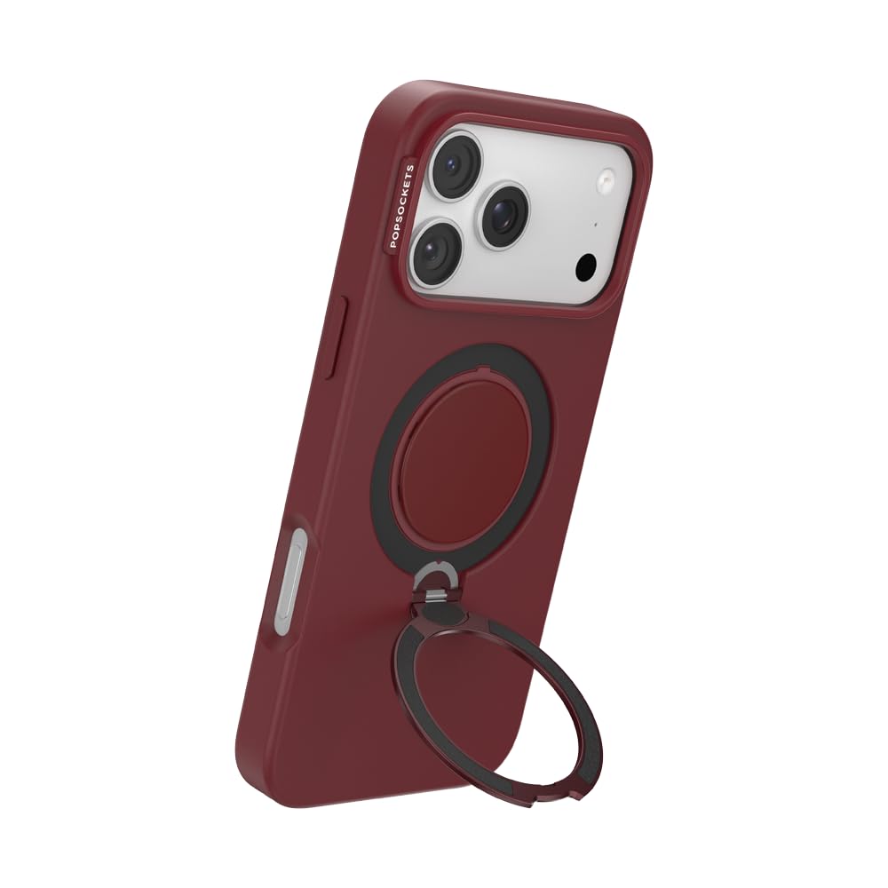 PopSockets Low-Pro iPhone 18 Pro Max Case, Built-in Grip- Burgundy