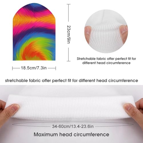 Psychedelic Tie Dye Kids Beanie Hat for for Girls Boys Children Cap Winter Knitted Chemo Cancer Headwear Accessories Gifts Decoration Black2