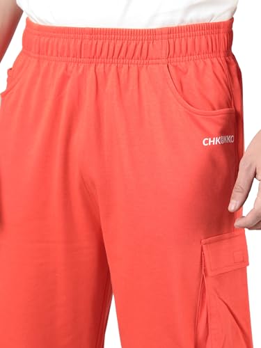 Image of CHKOKKO Men Casual Track Pant Regular Fit Lower with Pocket Dark Oranges 3XL