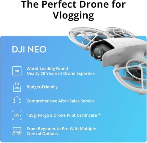 Image of DJI Neo Fly More Combo with Accessories, Mini Drone with 4K Camera, 135 g Self-Flying Drone, Follow Me Function, Hand Start, AI Motif Tracking, Stabilised Video, with RC-N3 and 3 Batteries