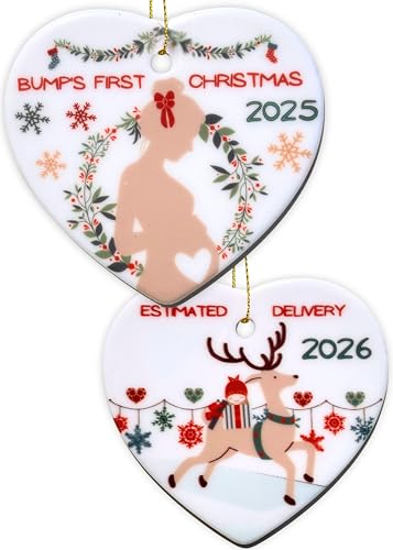Heart's Sign Ornamento natalizio 2 in 1 per gravidanza 2025 | Bumps First Christmas Ornament 2025 | Mom to Be Gifts | Aspettando regali di mamma per Natale