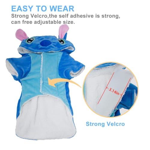 Gimilife Moletom com capuz para cães, azul, 2GG (70+ LB), veludo, fantasia de desenho animado para c