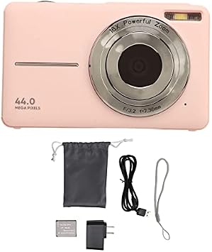 Dilwe Digital Camera HD 1080P 16x Zoom 2.4" IPS Display Pink