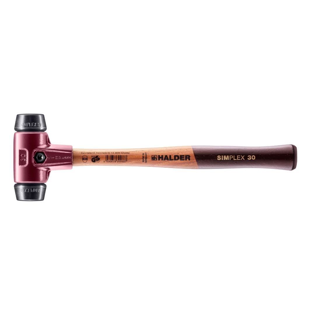 Halder Simplex .8 lb. Soft-Face Mallet with Black Rubber Inserts, Cast Iron Housing and Wood Handle