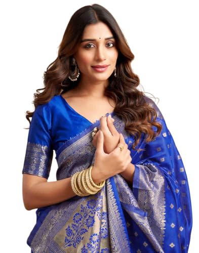 Image of C J Enterprise Women's Banarasi Saree Pure Kanjivaram Style Silk Saree With Blouse Piece for Wedding (Pari-160)