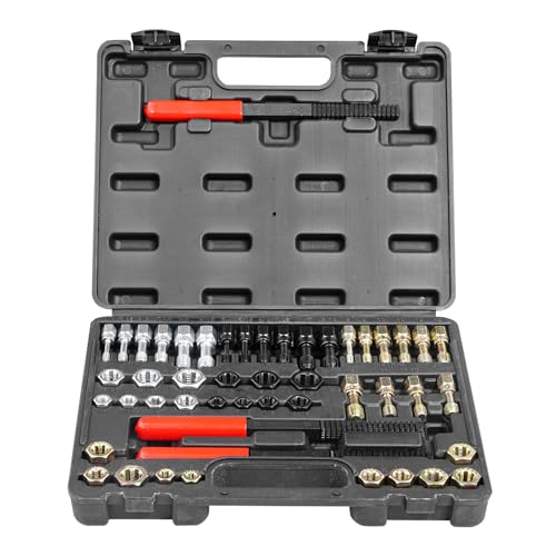 Happybuy 49-Piece Thread Chaser Set, UNC UNF and Metric Thread Restorer Tool, Rethreading Tool Kit with 22 Taps 24 Dies 3 Thread Files Storage Case, Heat Treated Steel, for Mechanics DIY Enthusiasts