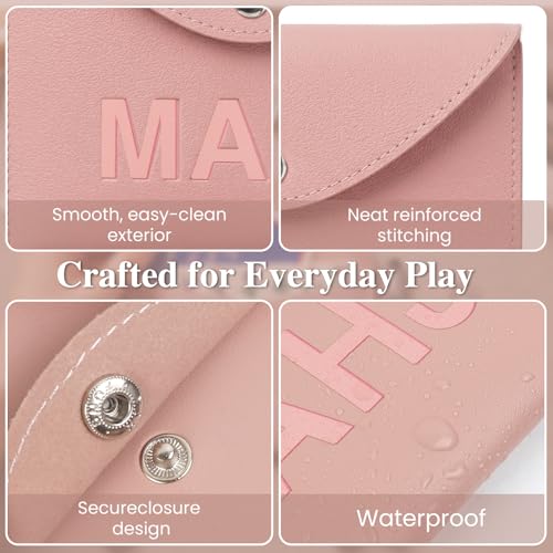 Funda Porta Cartas Mahjong de Cuero PU Rosa miniatura 3