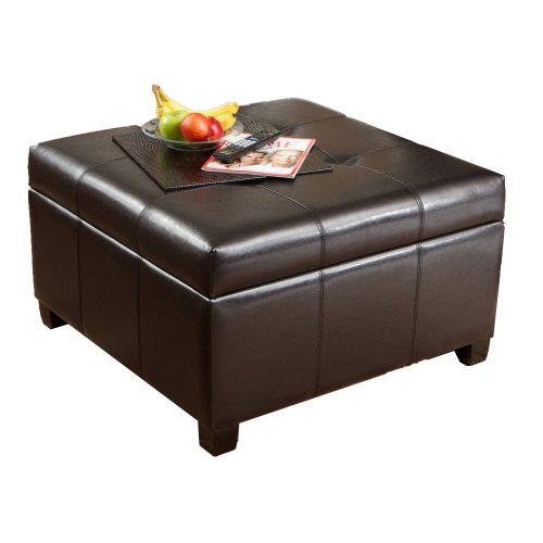 Best Selling | Storage Ottoman | Coffee Table | Square Shaped | Premium Bonded Leather In Espresso Brown #TOP11