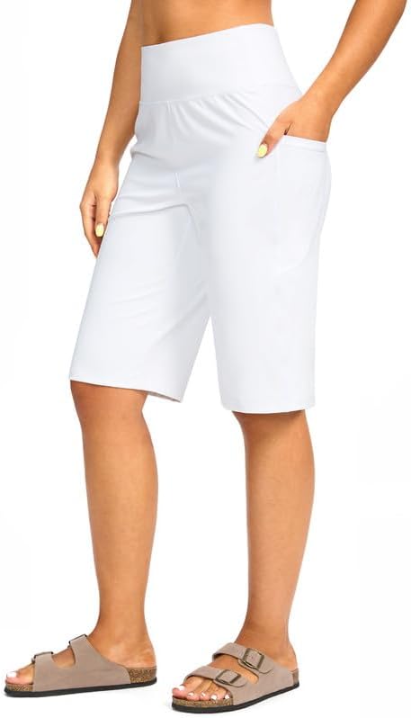 G Gradual Bermuda Shorts for Women with Pockets 12" Knee Length Women's High Waisted Stretch Long Shorts Walking Casual