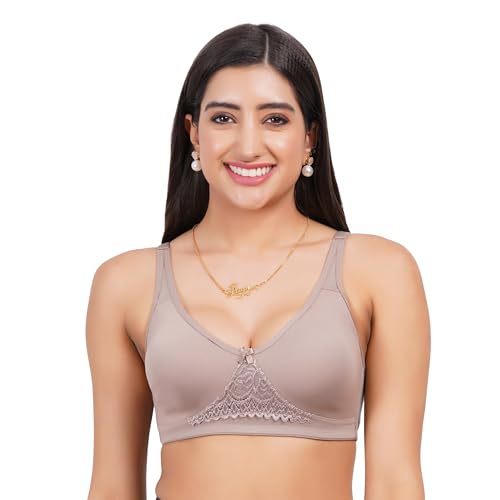 Image of Non Padded Bra in B, C and D Cup for Women - Made of Pure Cotton Full Coverage Over Size Non Wired Pushup Soft Cup for T-Shirt Saree Dress Sports Garment for Daily Use Everyday