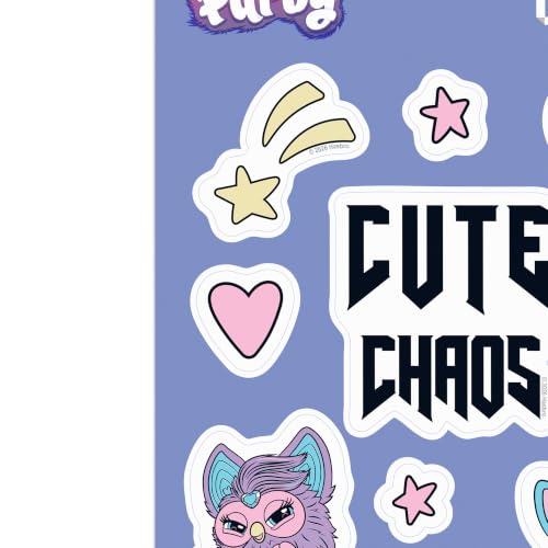 Image of Hasbro Furby Cute Chaos Adhesive Vinyl Decal Pack | Cute Character Stickers for Laptop or Water Bottle, 1 pack (11 count)