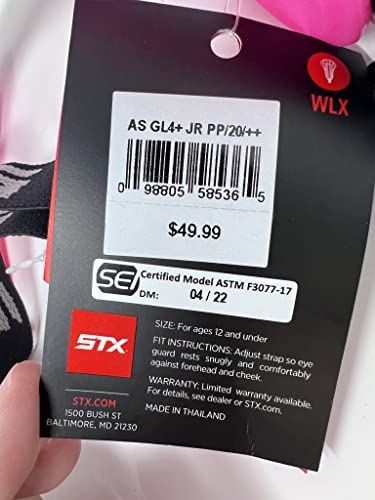 image for STX Lacrosse 4Sight+ S Youth Goggle, Punch