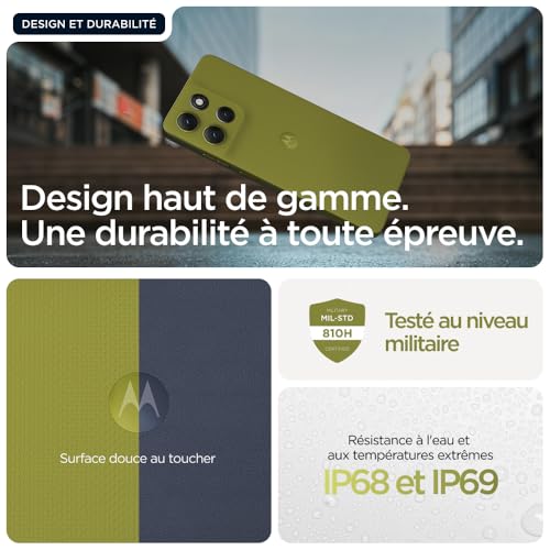 Moto g 86 8, 256 Go, Smartphone debloqué, écran 6,67", Appareil Photo 50 MP, Batterie 5200 mAh, Golden Cypress (Vert), Coque de Protection et câble USB C Inclus