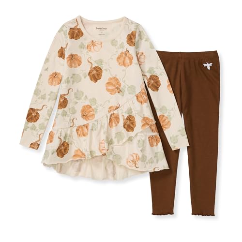 Image of Burt's Bees Baby Baby Girls Top and Pant Set, Tunic and Leggings Bundle, 100% Organic Cotton