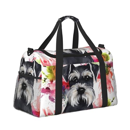Schnauzer Travel Duffel Bag Lightweight Waterproof Carry On Tote Bag Foldable Weekender Overnight Bags Sport Gym Bag For Women Men3