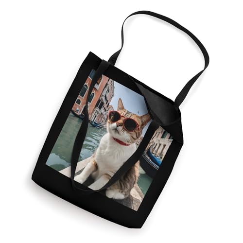 Cat At The Venice Canal And Italy Venetian Canals Tote Bag miniatura 2