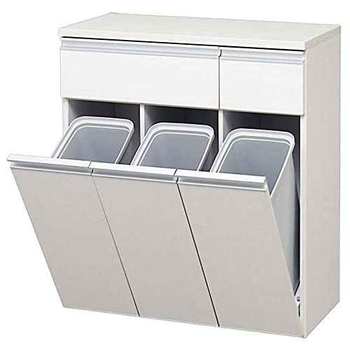 ゴミ箱 おしゃれ 北欧 蓋つき ゴミ箱 ダストボックス キッチン家具 キッチン用品 分別 縦型 大容量 キッチン キッチン収納 カウンター キッチンカウンター キャスター付 (オフホワイト)