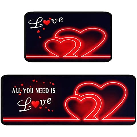 Faptoena Valentine's Day Kitchen Rug Set Cover