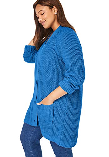 Woman Within Women's Plus Size Long-Sleeve Shaker Cardigan Sweater - 4X, Banana Yellow #TOP3