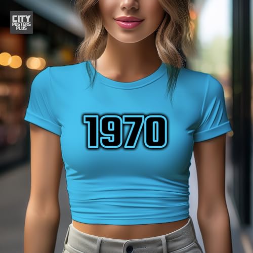 Haut court annees 1970 bleu ciel vetement vintage crop top femme